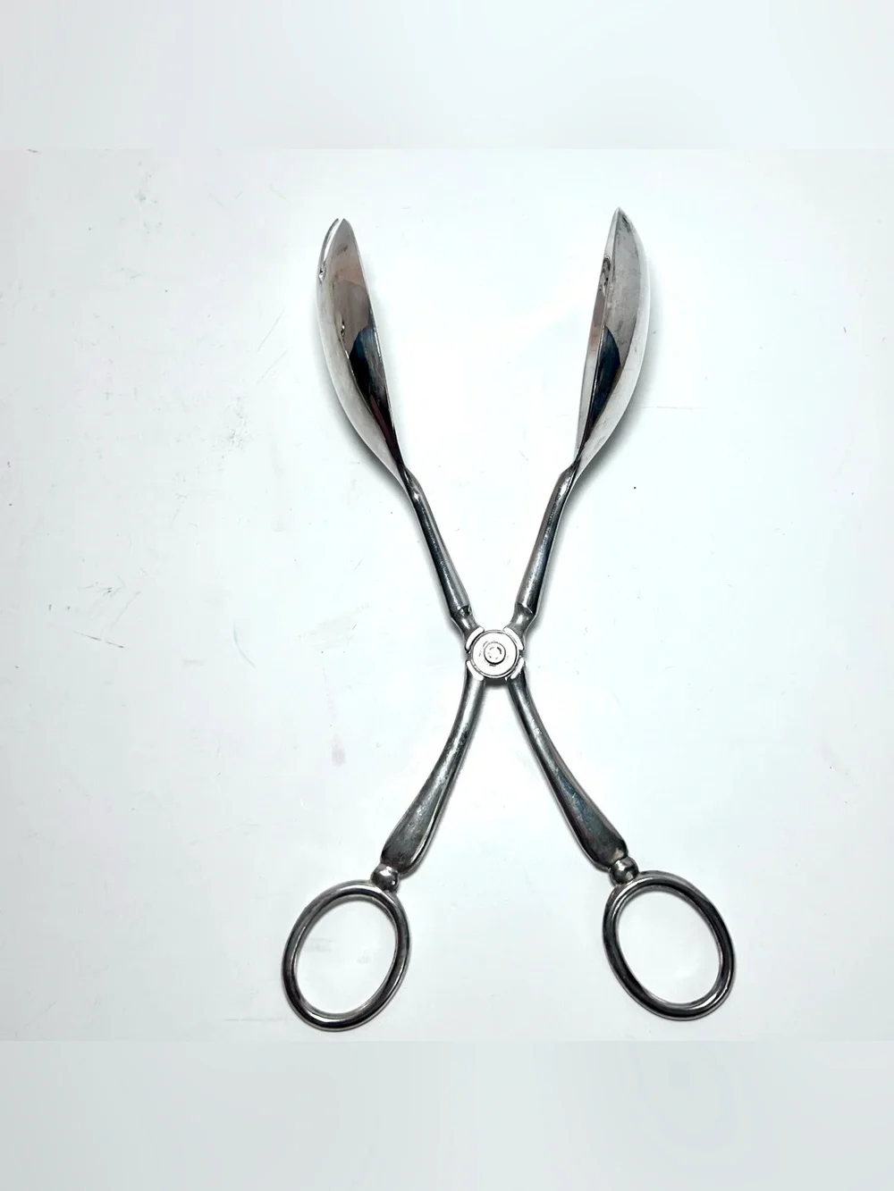Silver Plated Salad Tongs Scissor Style Zinc Silver Plate Set of Two